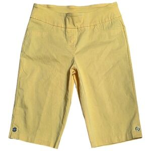 Hearts of Palm Capris Stretch Women's Size 12 Yellow Button Detail